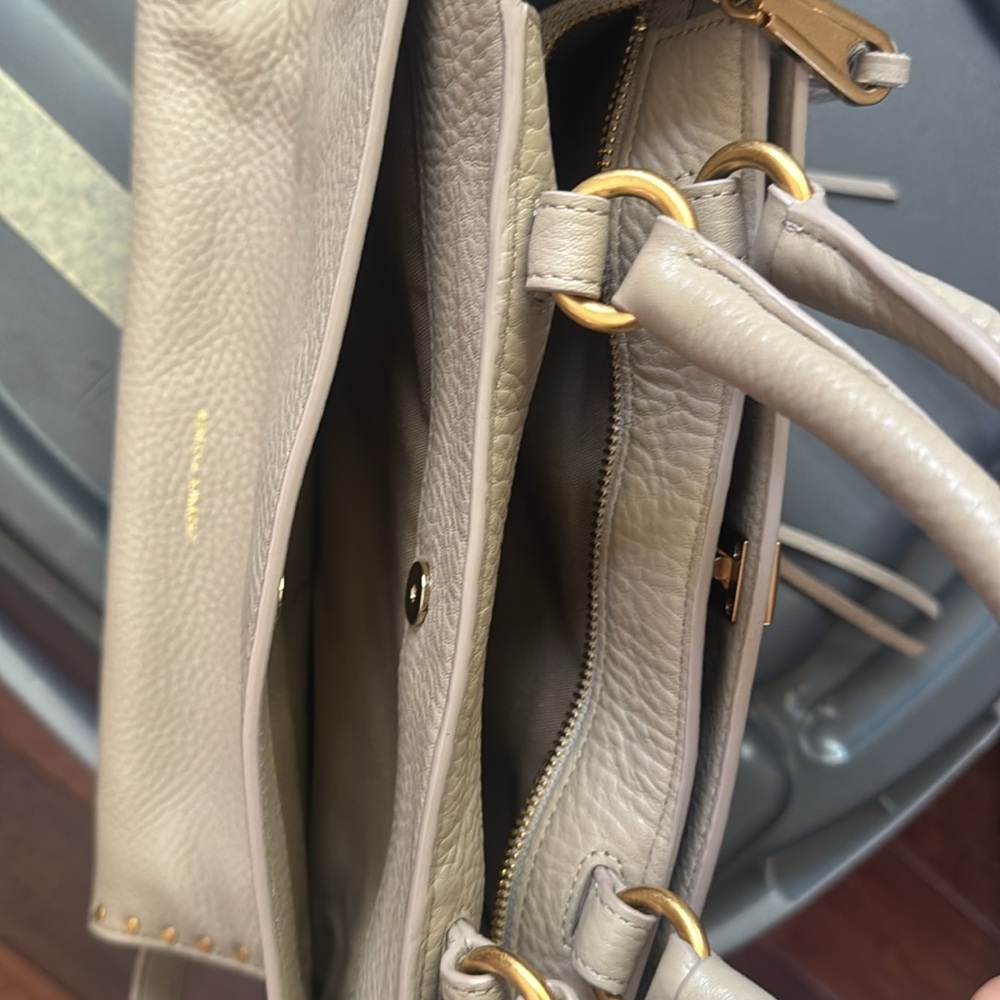 Rebecca Minkoff Darren Pebble Leather Satchel Crossbody Gold Tan - Picture 5 of 7